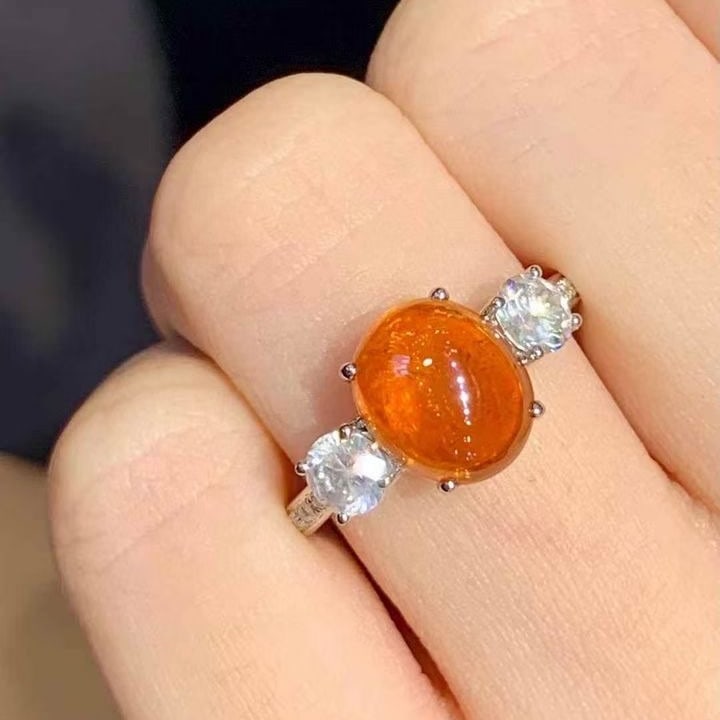 14k Gold 5.25 Ctw Natural Spessartine & Diamond Ring - 4