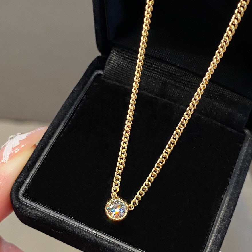 14k Gold 0.3 Ct Natural H Diamond Necklace: Ref:231137118 // gold content:14k gold // main gemstone:diamond // shape:round // carat weight:0. 3ct // clarity grade:vs-si // color:h // treatment:natural // cut grade:g // Condition: NewLow