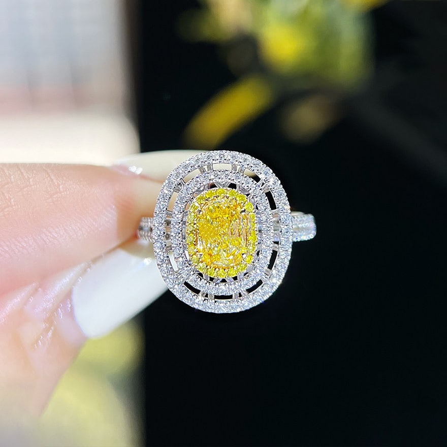 14k Gold 1.19 Ctw Natural Yellow Diamond & Diamond Ring (1 of 7)