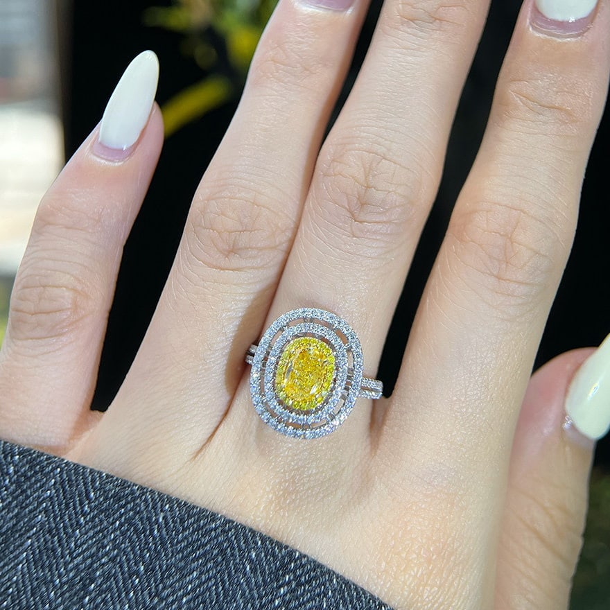 14k Gold 1.19 Ctw Natural Yellow Diamond & Diamond Ring - 2