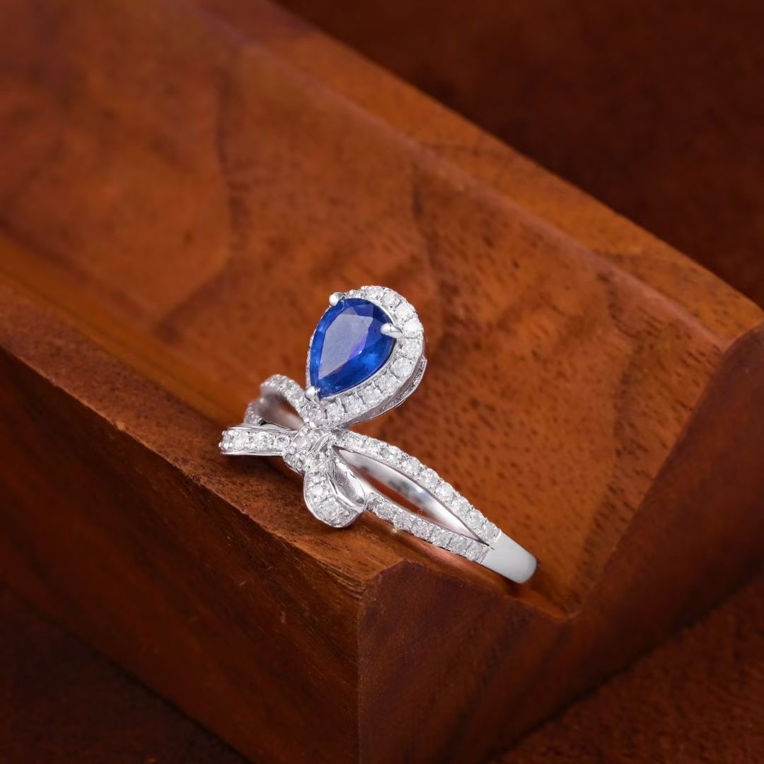 14k Gold 1.20 Ctw Natural Sapphire & Diamond Ring - 2