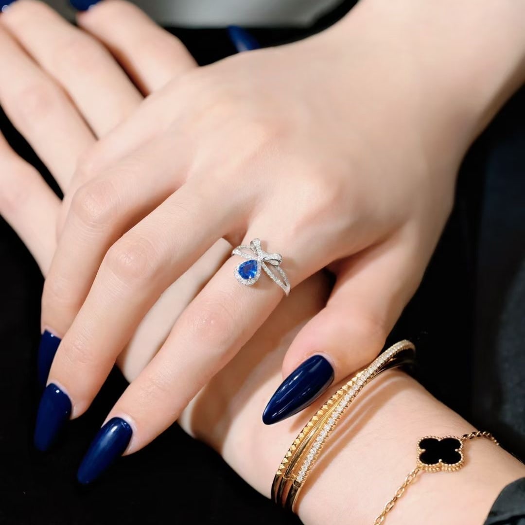 14k Gold 1.20 Ctw Natural Sapphire & Diamond Ring - 3