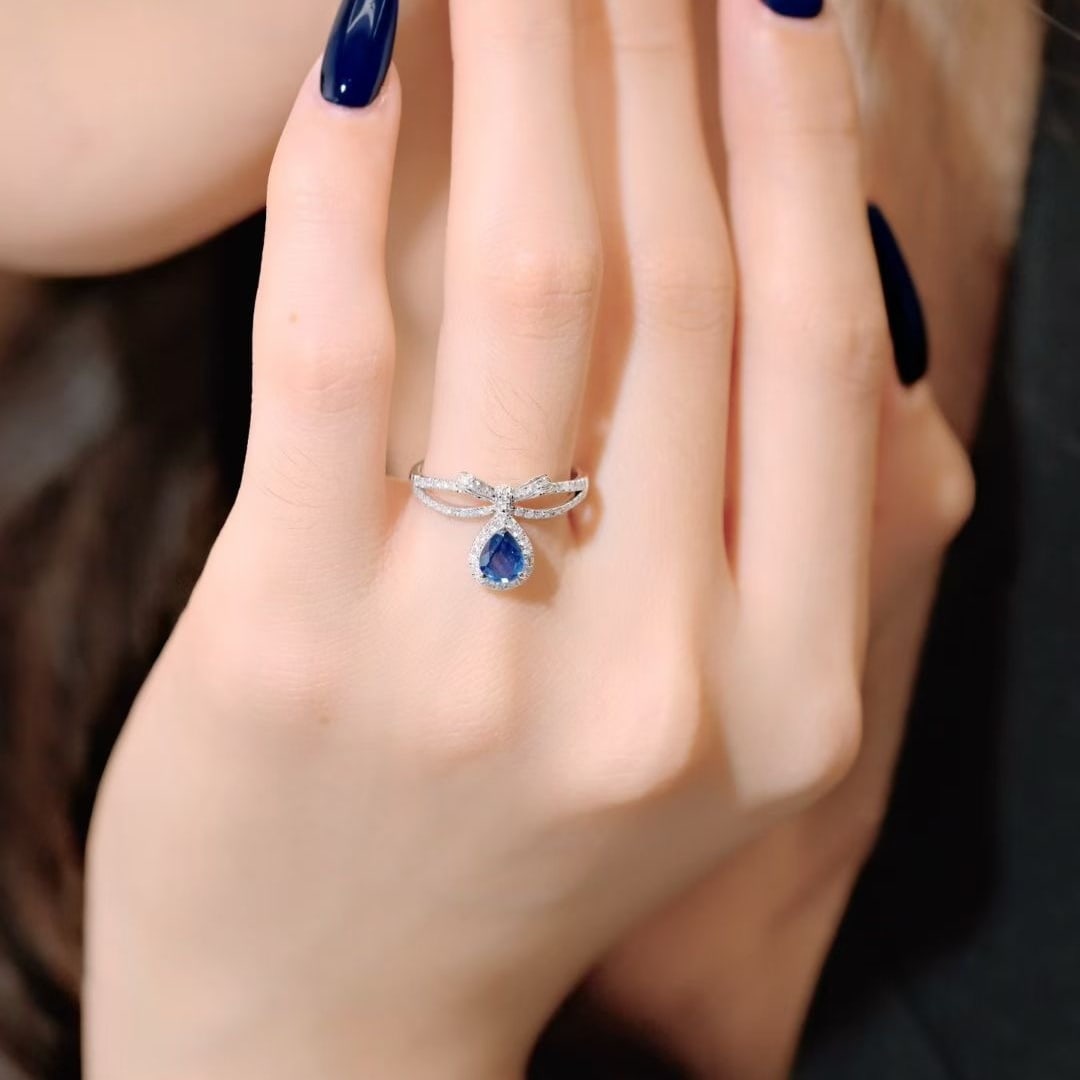 14k Gold 1.20 Ctw Natural Sapphire & Diamond Ring - 4