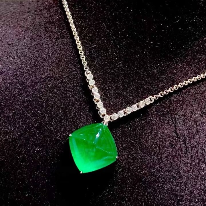 14k Gold 8.88 Ct Natural Emerald & Diamond Necklace - 4