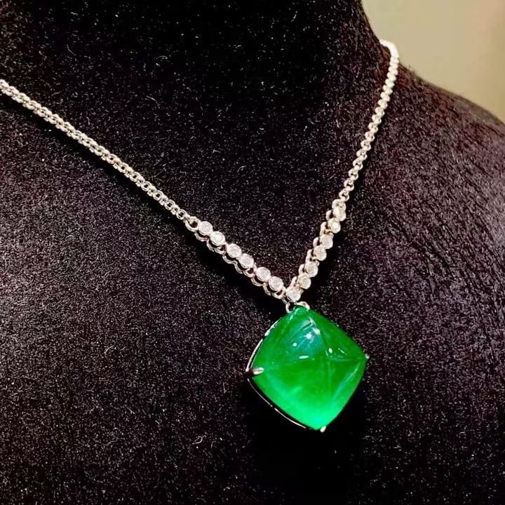 14k Gold 8.88 Ct Natural Emerald & Diamond Necklace - 6