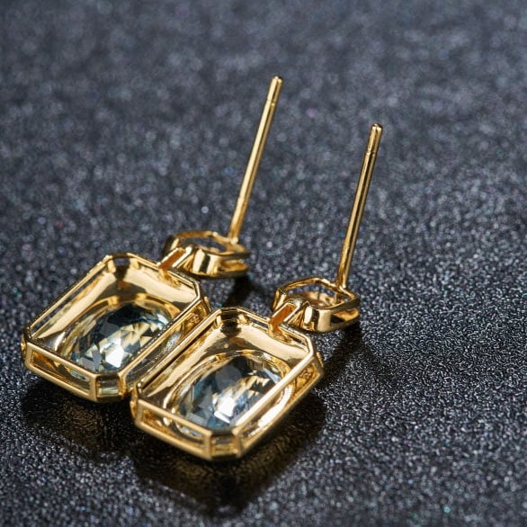 14k Gold 3.11 Ct Natural Aquamarine Earrings - 2