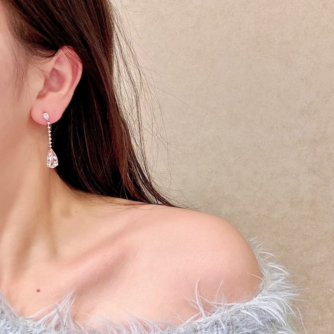 14k Gold 7.35 Ctw Natural Morganite & Diamond Earrings - 4