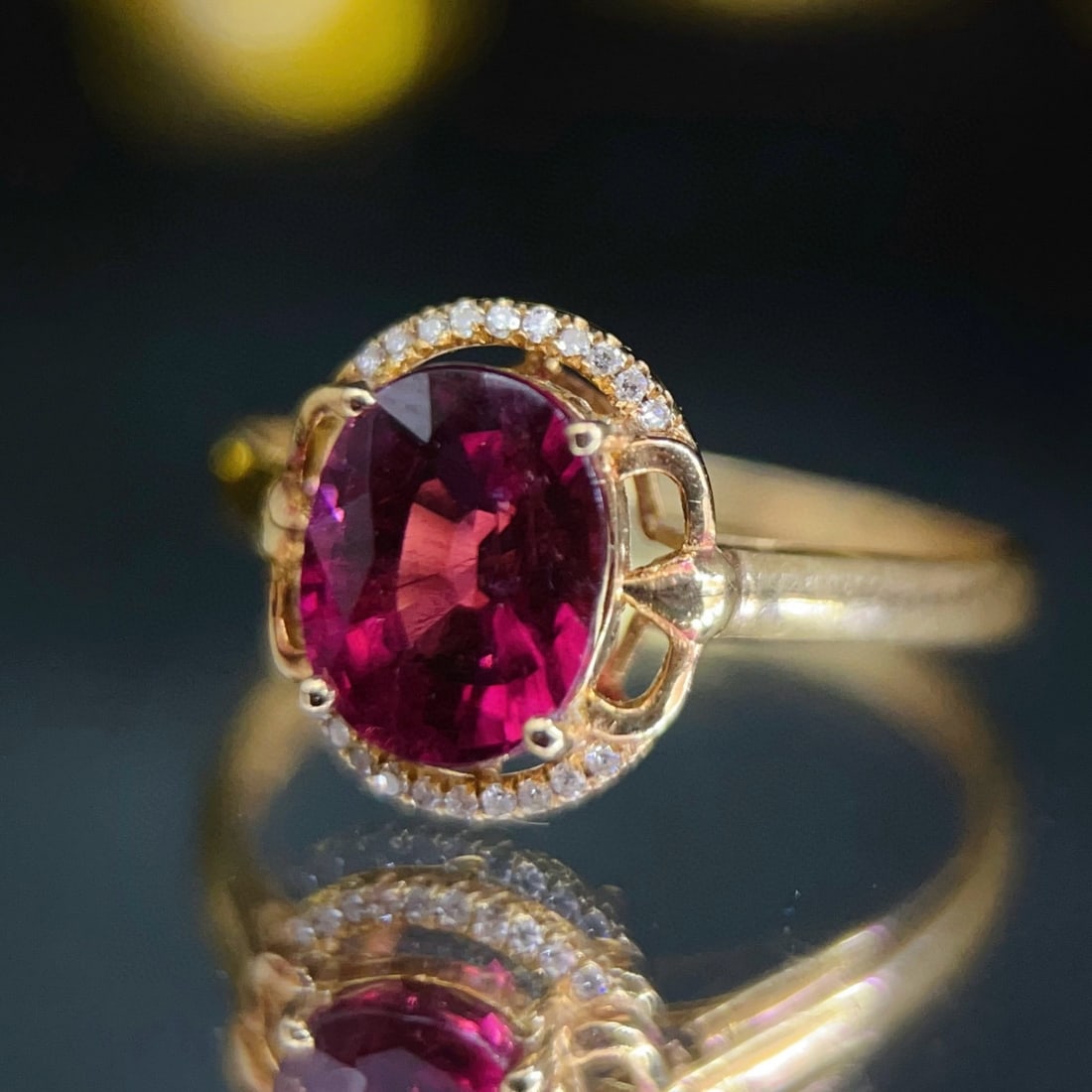 14k Gold 1.96 Ctw Natural Tourmaline & Diamond Ring - 4