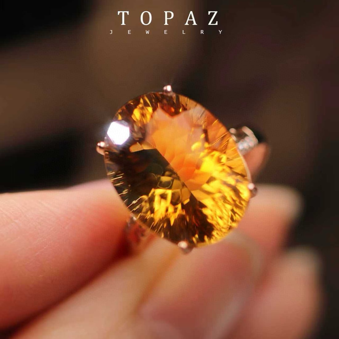 14k Gold 10.98 Ctw Natural Citrine & Diamond Ring - 4