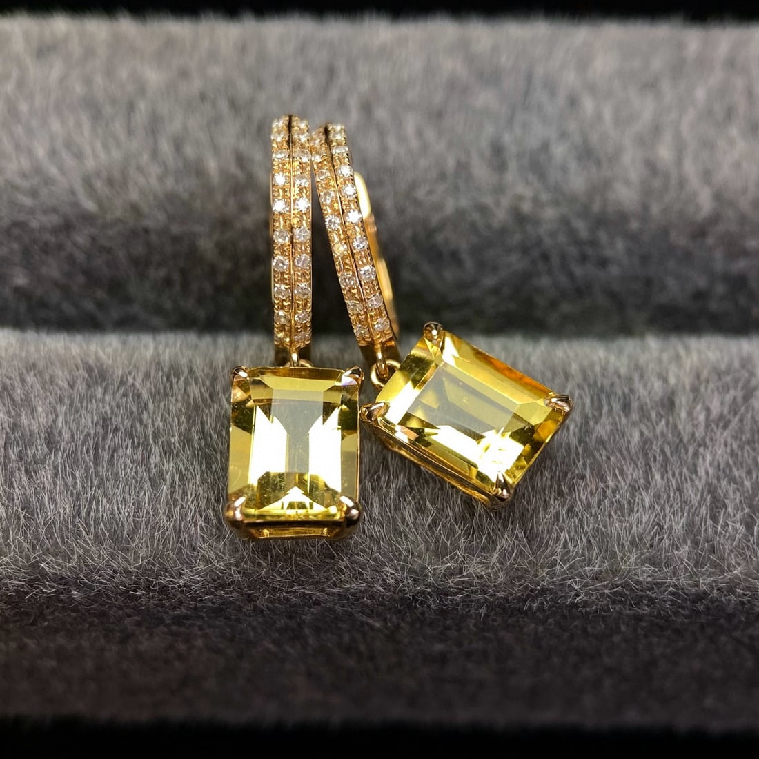 14k Gold 2.63 Ct Natural Citrine & Diamond Earrings - 3