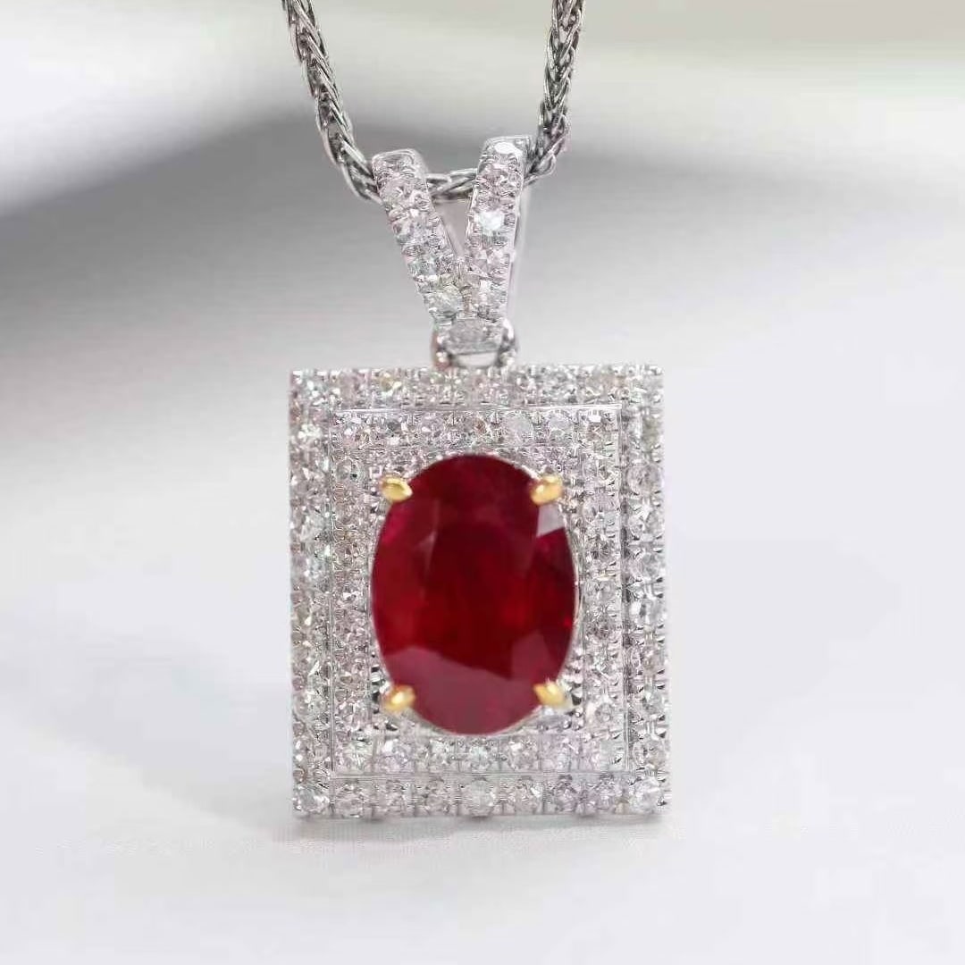 14k Gold 1.49 Ctw Natural Ruby & Diamond Pendant( Without Chain ) (1 of 5)