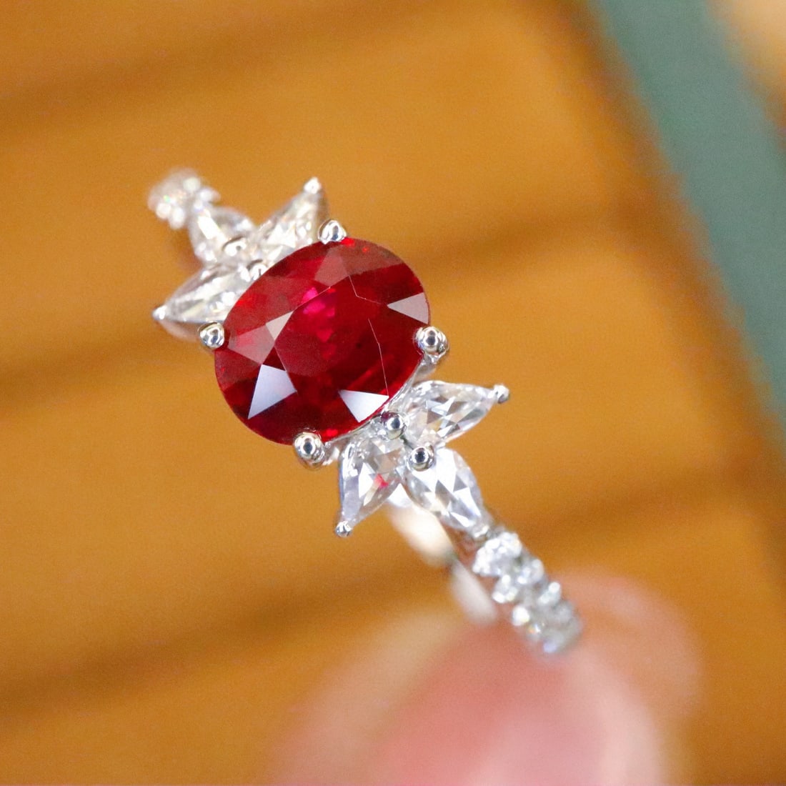 14k Gold 0.75 Ctw Natural Ruby & Diamond Ring - 3