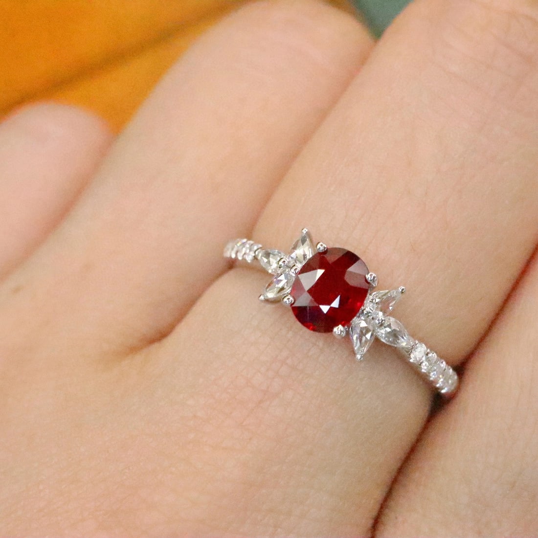 14k Gold 0.75 Ctw Natural Ruby & Diamond Ring - 5