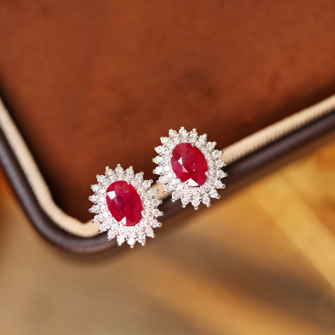 14k Gold 2.73 Ctw Natural Ruby & Diamond Earrings - 2