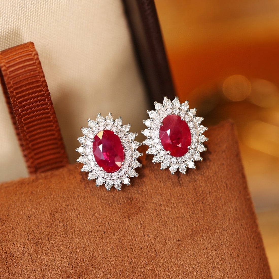 14k Gold 2.73 Ctw Natural Ruby & Diamond Earrings - 7