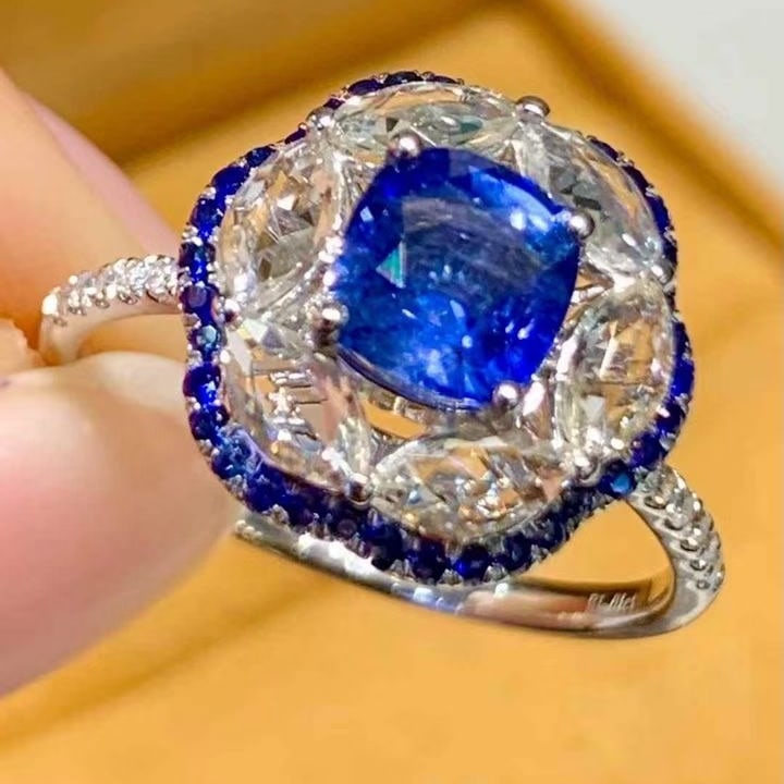 14k Gold 1.01 Ct Natural Sapphire & Diamond Ring - 6