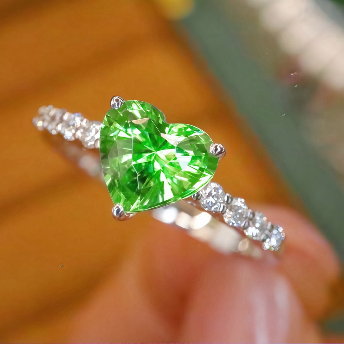 14k Gold 1.24 Ctw Natural Tsavorite & Diamond Ring - 2