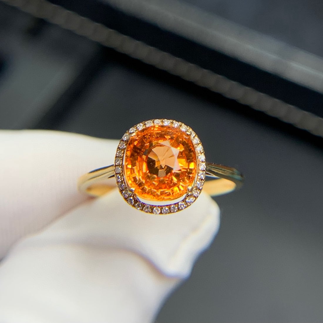 14k Gold 2.36 Ct Natural Spessartine & Diamond Ring - 5