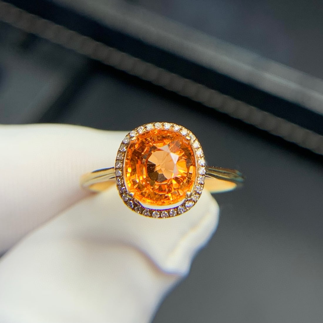 14k Gold 2.36 Ct Natural Spessartine & Diamond Ring - 7