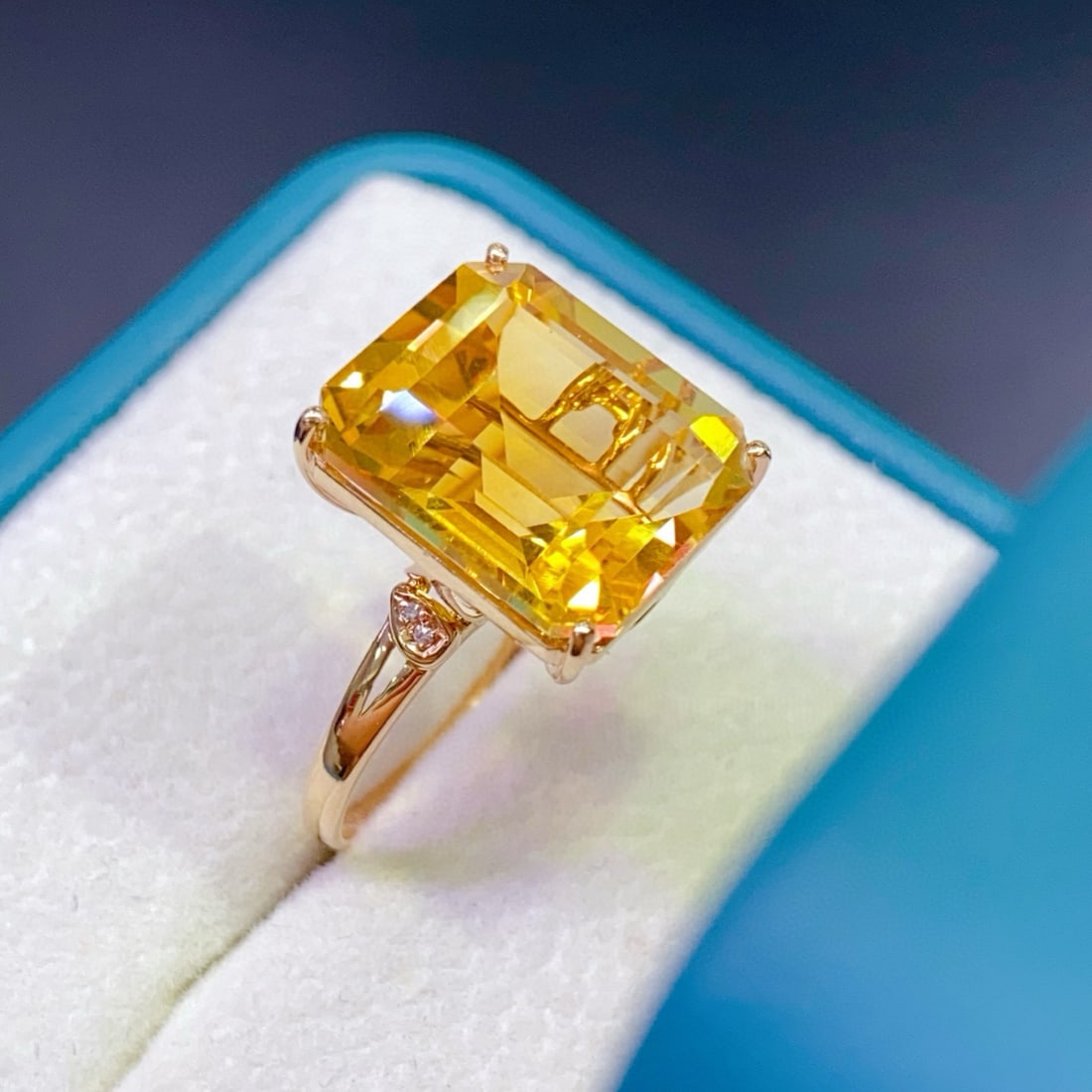 14k Gold 9.41 Ctw Natural Citrine & Diamond Ring - 2