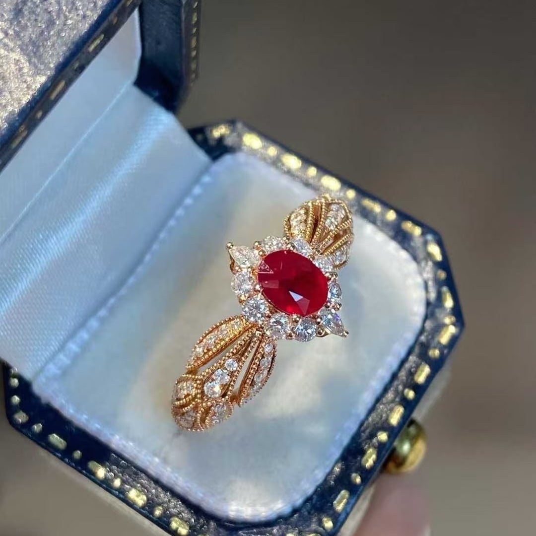 14k Gold 0.92 Ctw Natural Ruby & Diamond Ring - 2