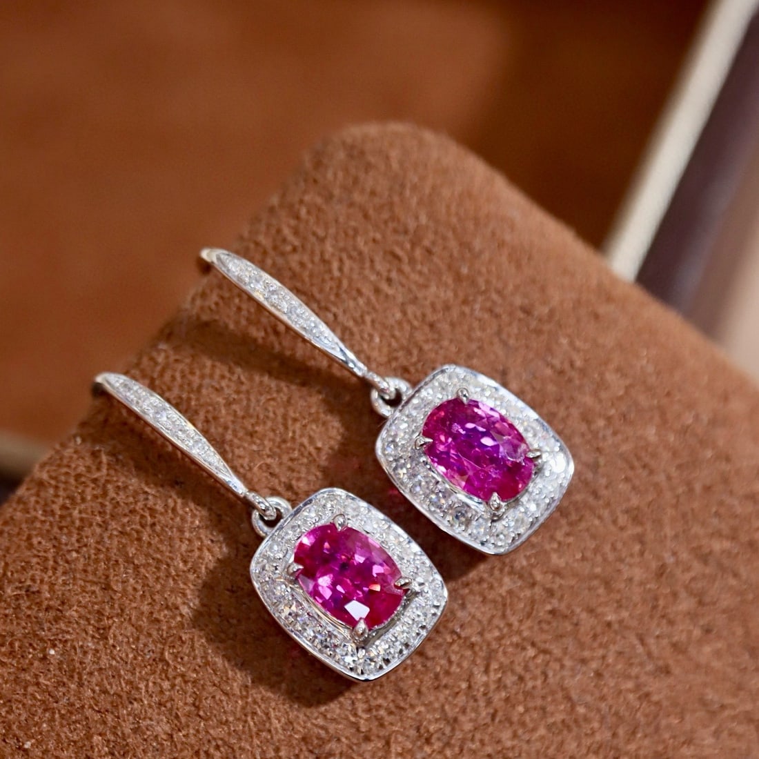 14k Gold 1.19 Ctw Natural Ruby & Diamond Earrings - 3