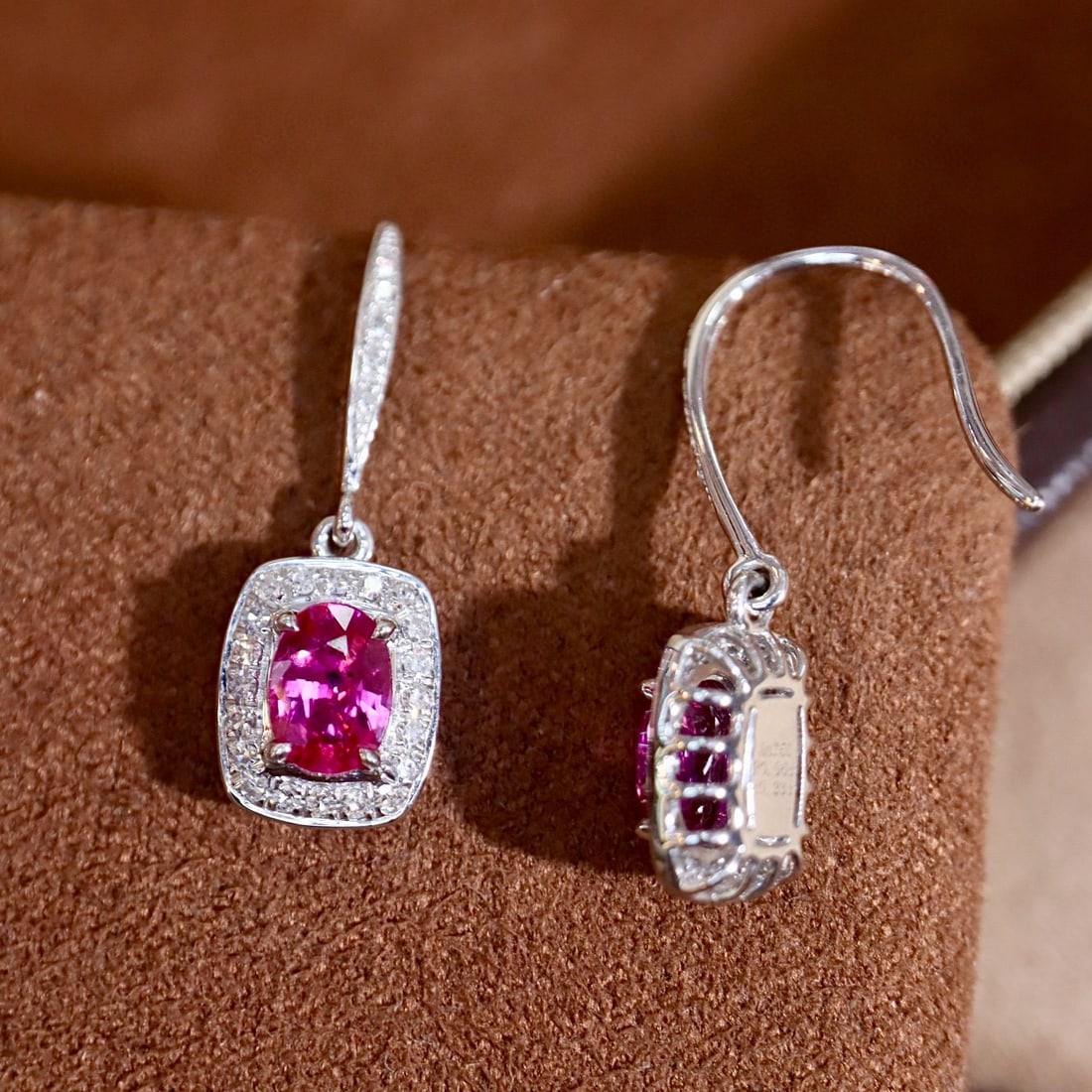 14k Gold 1.19 Ctw Natural Ruby & Diamond Earrings - 4