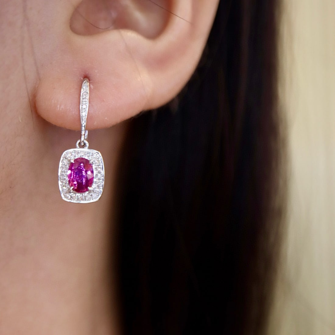 14k Gold 1.19 Ctw Natural Ruby & Diamond Earrings - 5