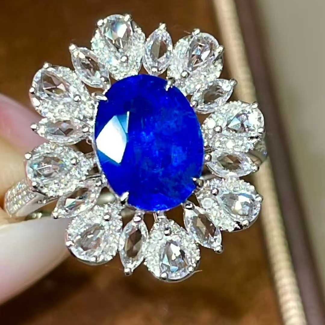 14k Gold 2.63 Ctw Natural Sapphire & Diamond Ring - 3