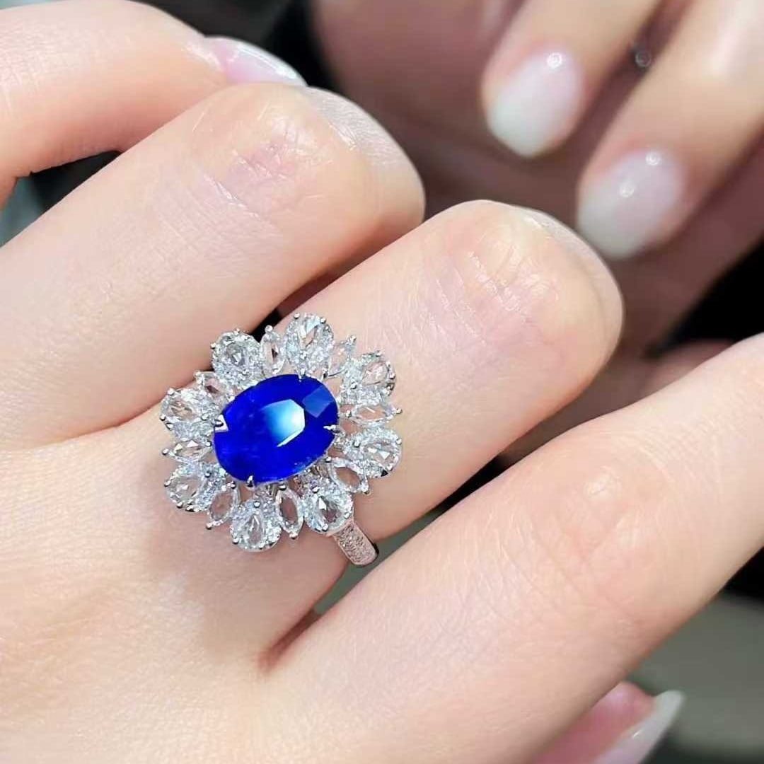 14k Gold 2.63 Ctw Natural Sapphire & Diamond Ring - 5