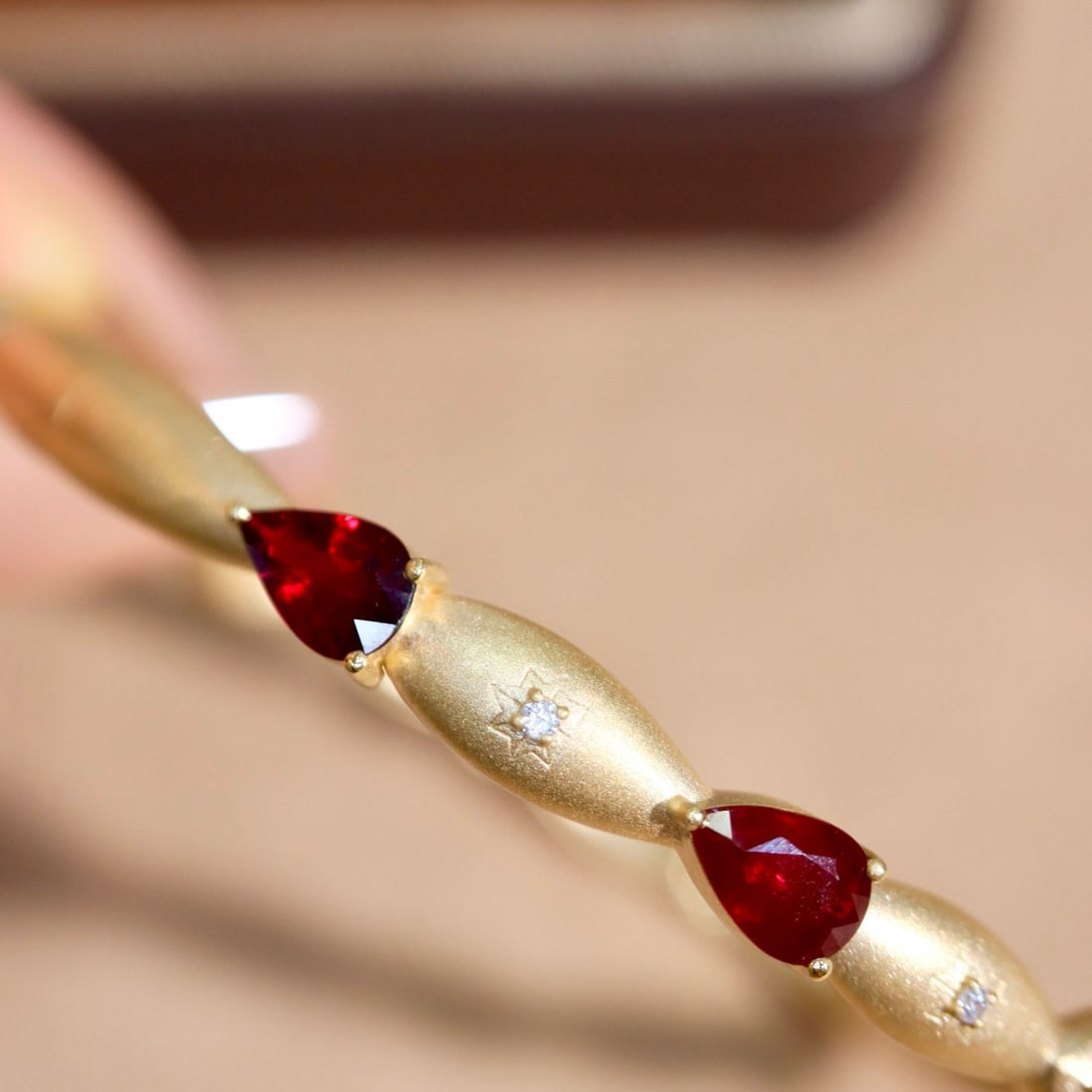 14k Gold 2.39 Ctw Natural Ruby & Diamond Bangle - 6