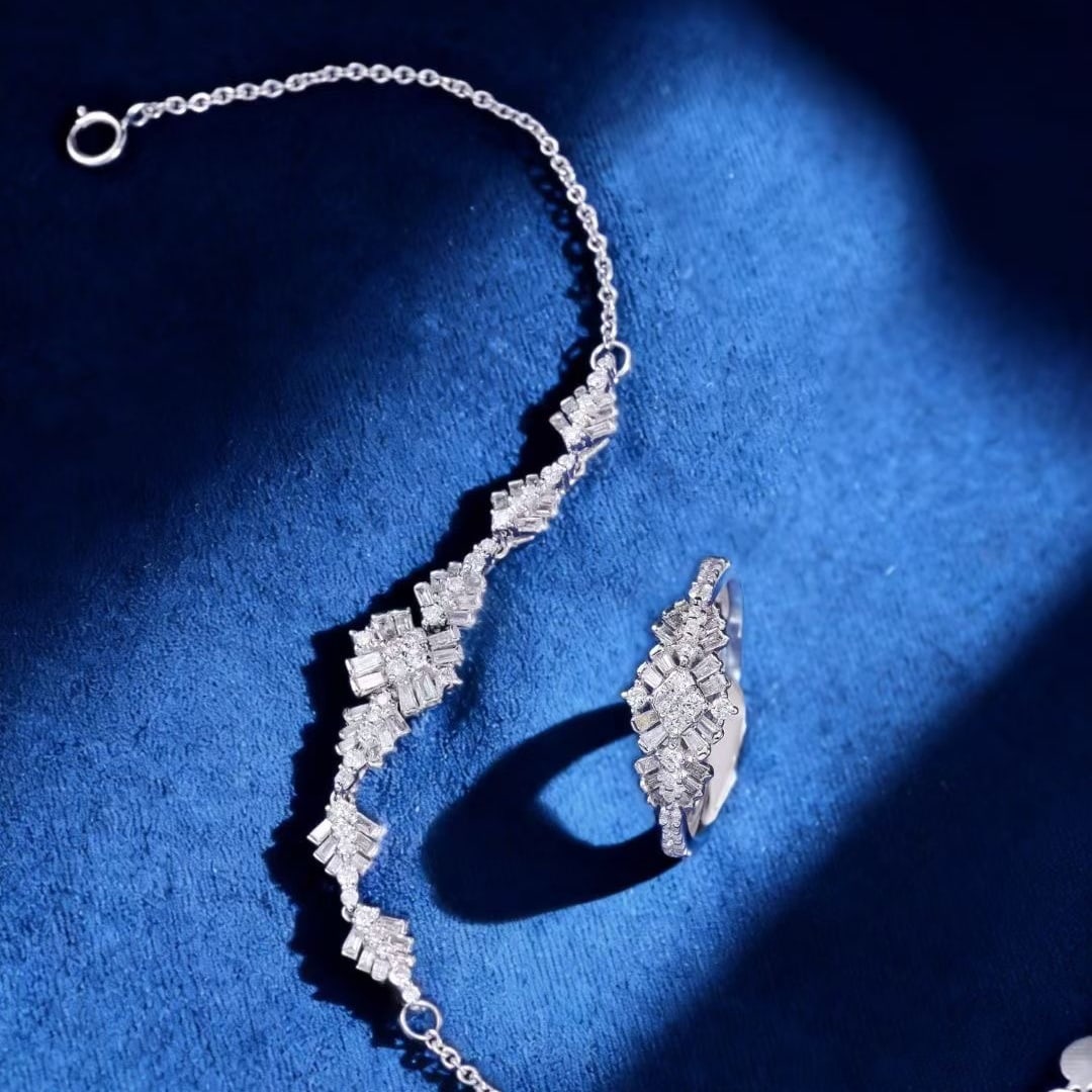 14k Gold 1.56 Ctw Natural H Diamond Jewelry Set: Ref:231137226 // gold content:14k gold // ring size:7. 25us // // bracelet // main gemstone:diamond // shape:multiple // carat weight:1ct // clarity grade:vs-si // color:h // treatment:natural // 