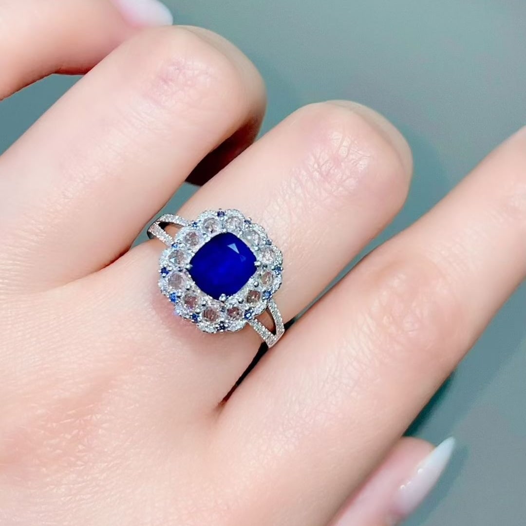 14k Gold 1.7 Ctw Natural Sapphire & Diamond Ring - 2