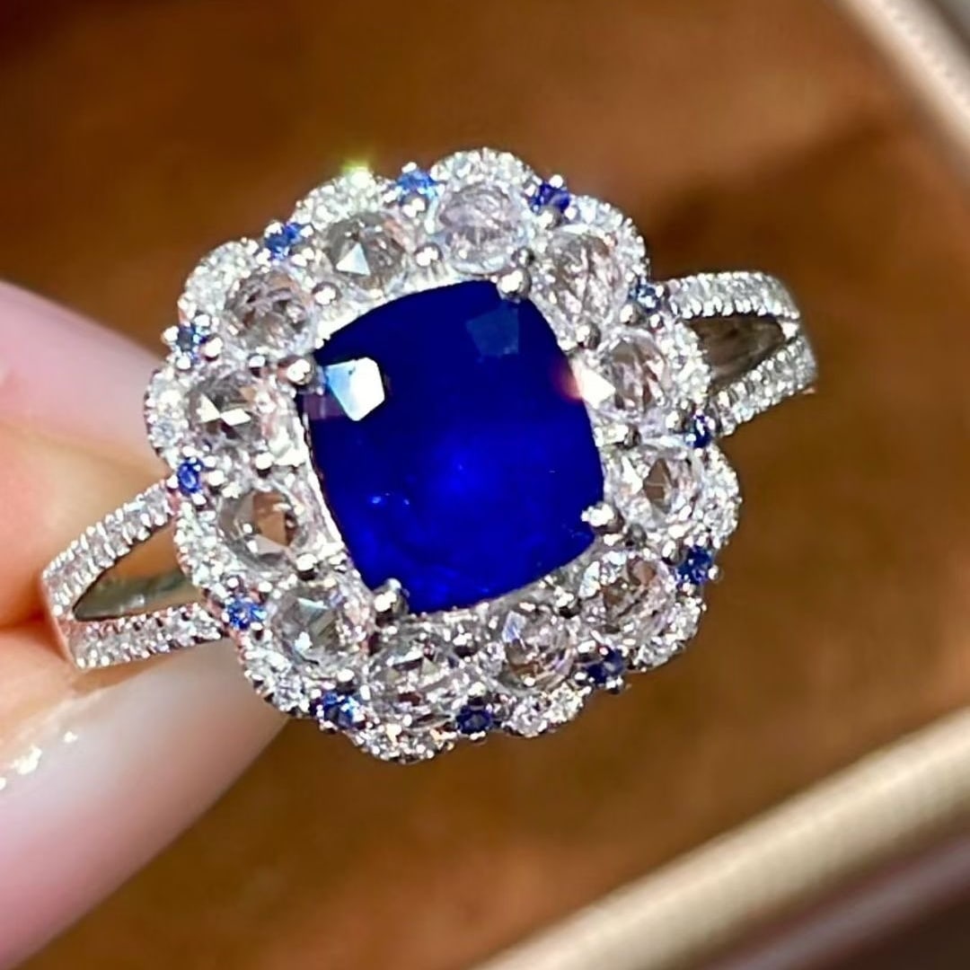 14k Gold 1.7 Ctw Natural Sapphire & Diamond Ring - 3