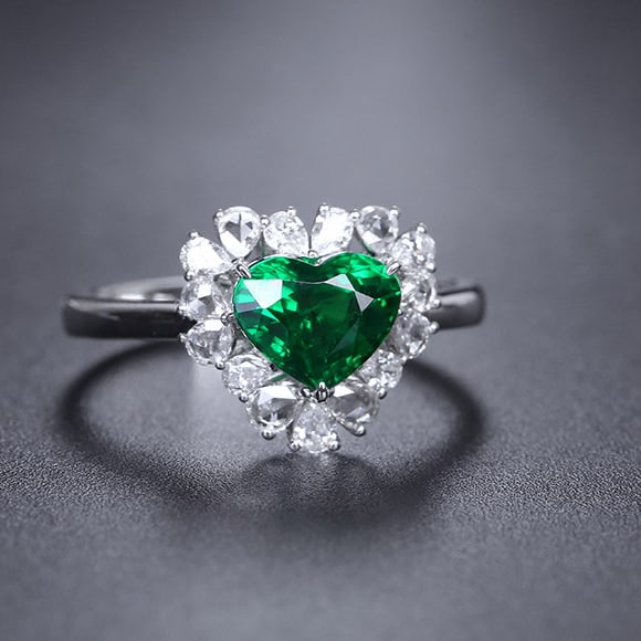 14k Gold 2.01 Ctw Vivid Green Natural Tsavorite & Diamond Ring - 2