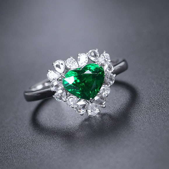 14k Gold 2.01 Ctw Vivid Green Natural Tsavorite & Diamond Ring - 4