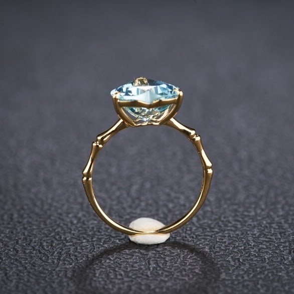 14k Gold 2.96 Ct Natural Aquamarine Ring - 6