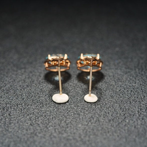 14k Gold 3.19 Ct Natural Aquamarine Earrings - 5