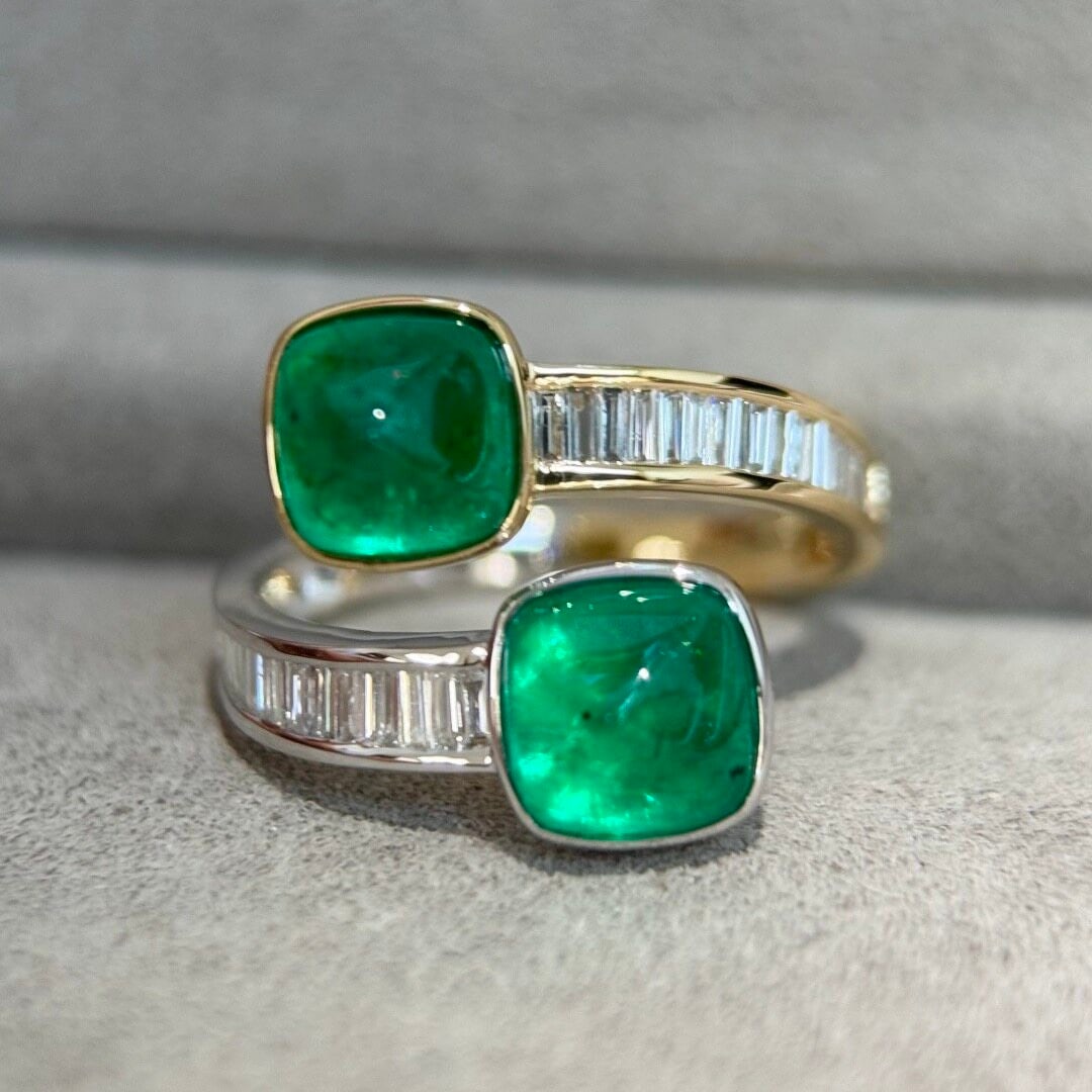 14k Gold 3.68 Ctw Vivid Green Natural Emerald & Diamond Ring (1 of 6)