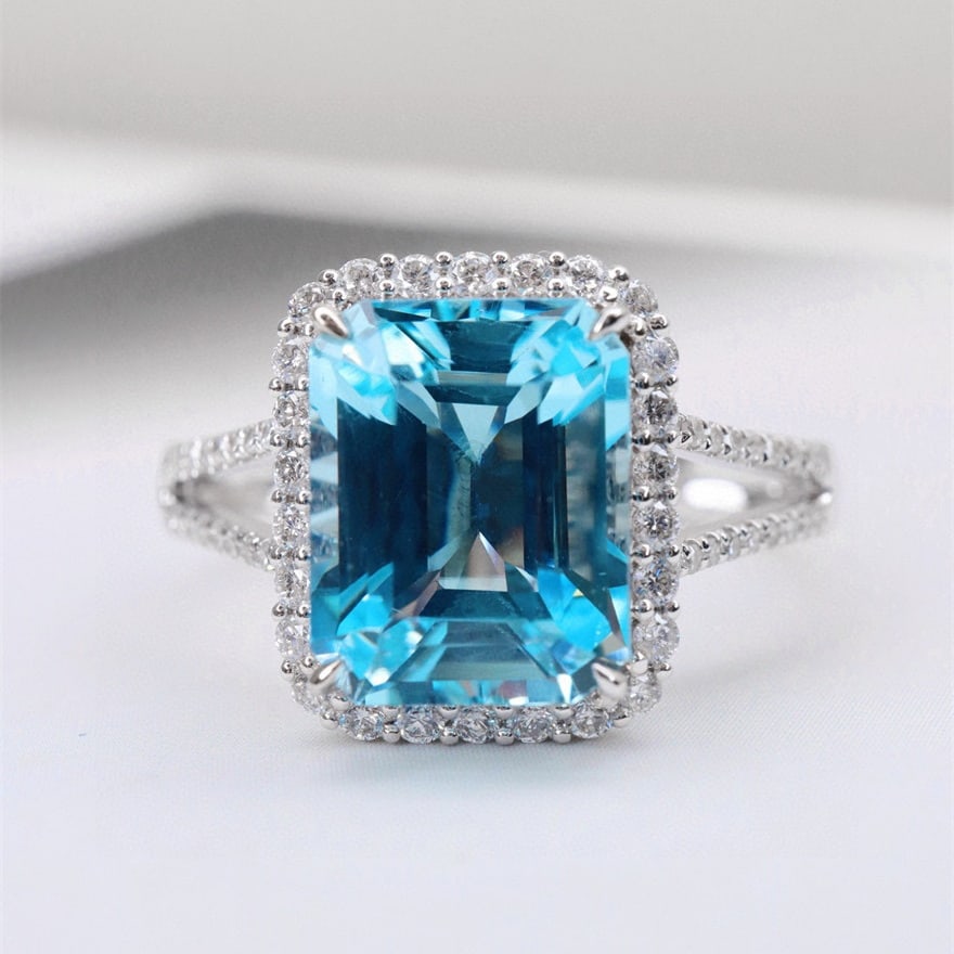 14k Gold 3.12 Ctw Natural Aquamarine & Diamond Ring - 2