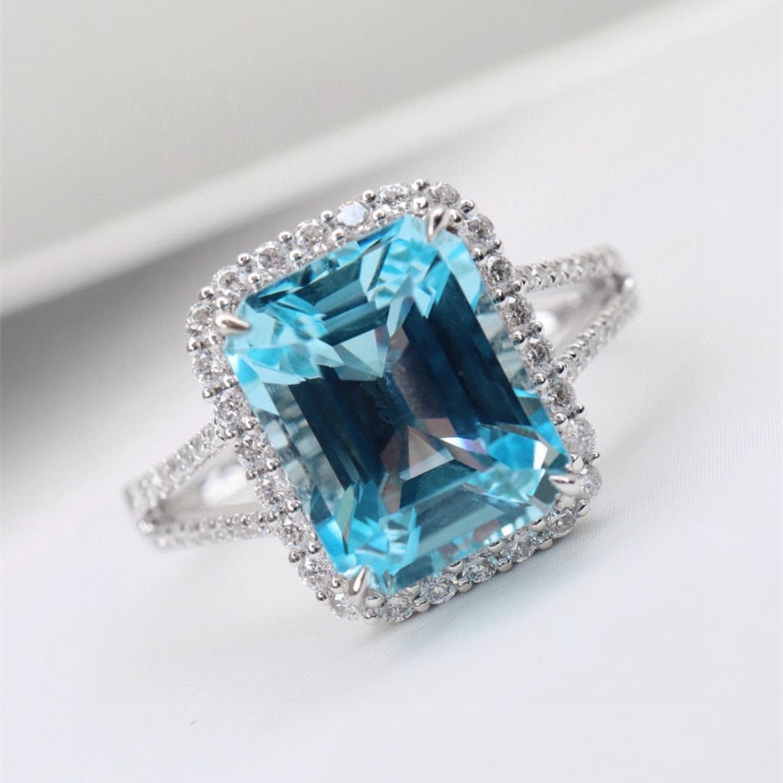 14k Gold 3.12 Ctw Natural Aquamarine & Diamond Ring - 3