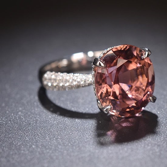 14k Gold 7.52 Ctw Natural Tourmaline & Diamond Ring - 2