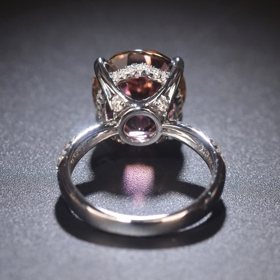 14k Gold 7.52 Ctw Natural Tourmaline & Diamond Ring - 4