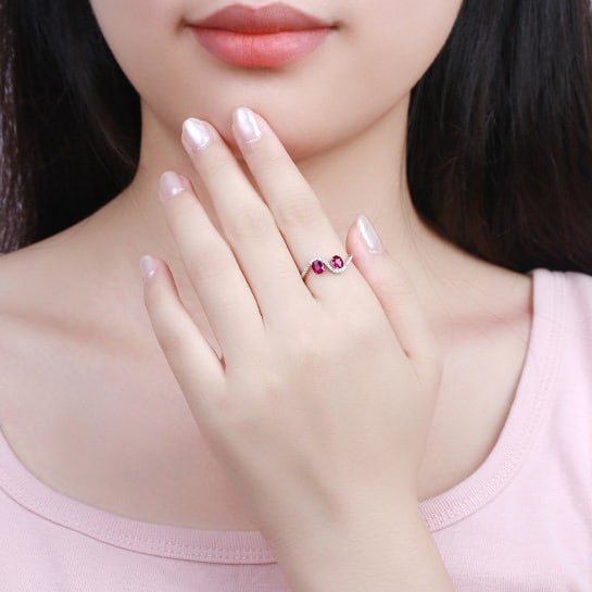 14k Gold 0.71 Ctw Natural Ruby & Diamond Ring - 5