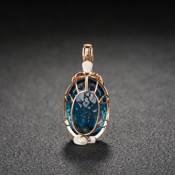 14k Gold 21.68 Ct Natural Topaz & Diamond Pendant( Without Chain ) - 5