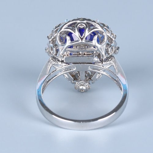 14k Gold 7.06 Ctw Natural Tanzanite & Diamond Ring/pendant( Without Chain ) - 4