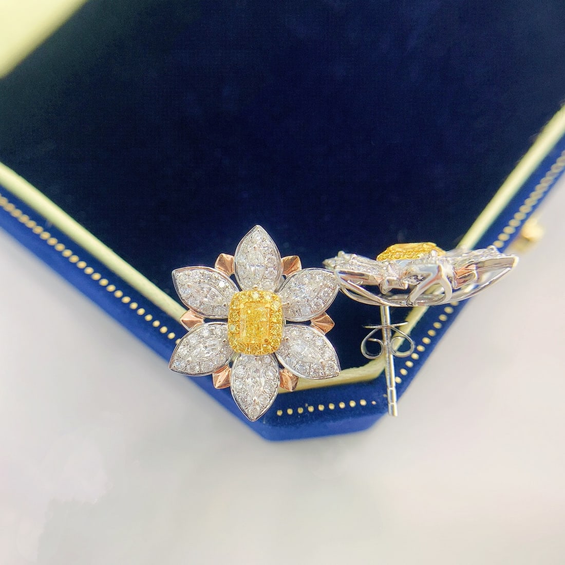 14k Gold 1.44 Ctw Natural Yellow Diamond & Diamond Earrings - 3