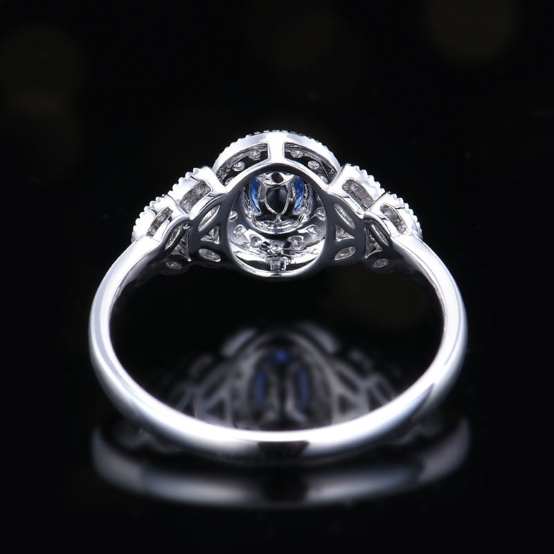 14k Gold 0.59 Ctw Natural Sapphire & Diamond Ring - 5