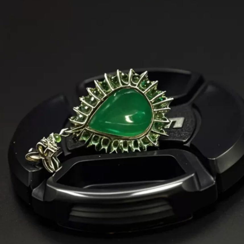 14k Gold 9.87 Ctw Natural Emerald & Sapphire Pendant( Without Chain ) - 4