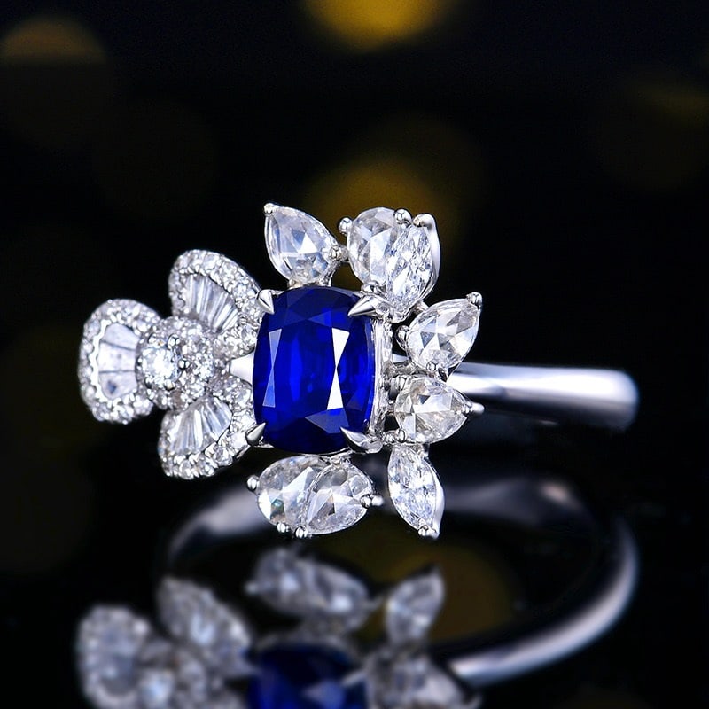 14k Gold 1.93 Ctw Natural Sapphire & Diamond Ring - 2